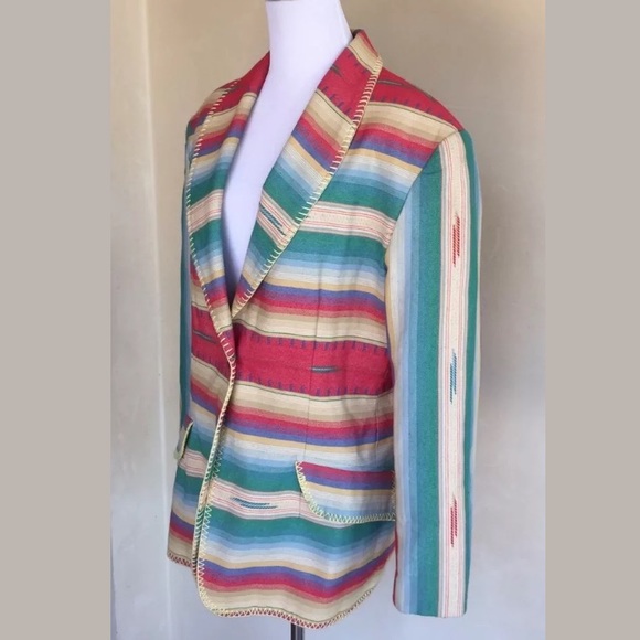 SOUTHWESTERN MEXICAN SERAPE BLANKET JACKET M USA!! - Picture 3 of 8